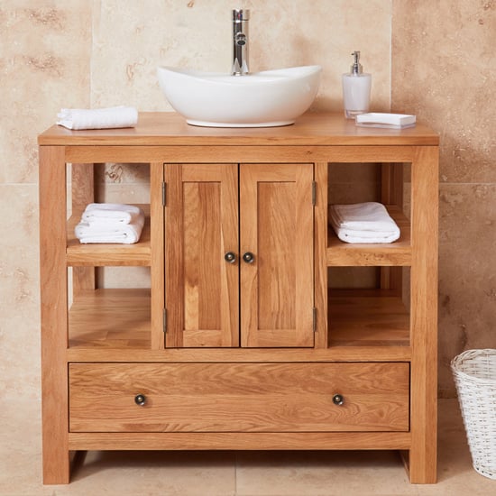 Fornatic Mobel Oak Bathroom Vanity Unit And Round Basin