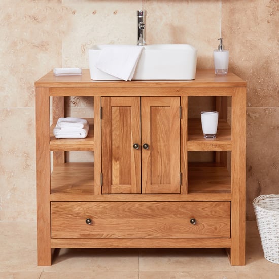 Fornatic Mobel Oak Bathroom Vanity Unit And Square Basin