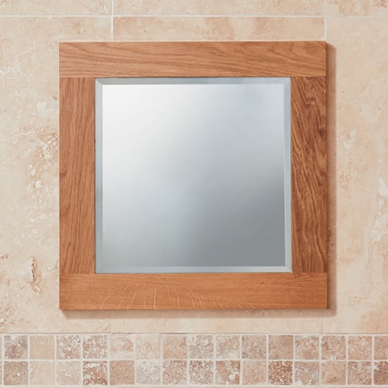 Fornatic Small Bathroom Mirror In Solid Oak Wooden Frame