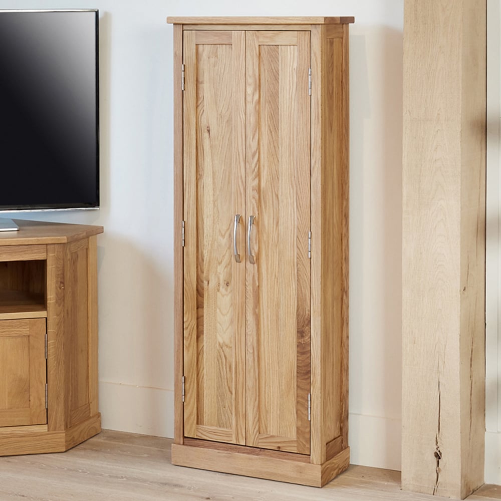 Fornatic Wooden CD DVD Storage Cupboard With 2 Doors In Oak