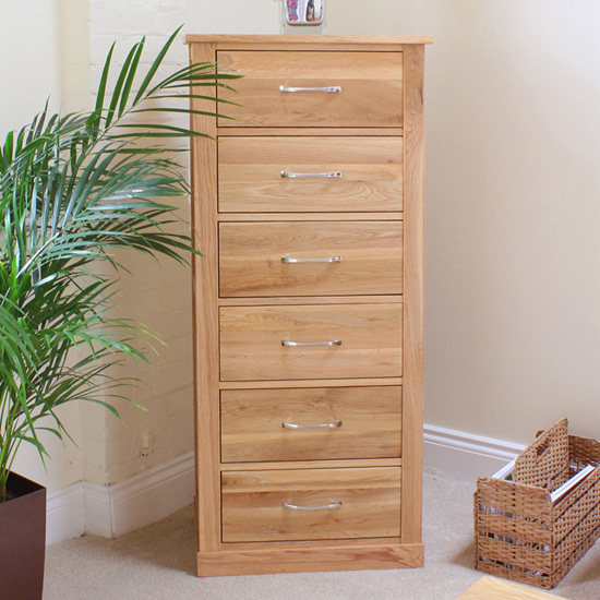 Fornatic Wooden Chest Of Drawers In Mobel Oak With 6 Drawers thumbnail