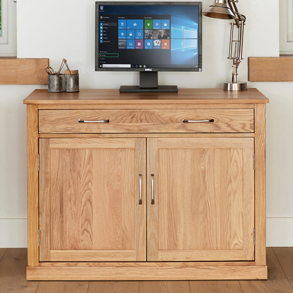 Fornatic Wooden Computer Desk With With 3 Doors In Mobel Oak
