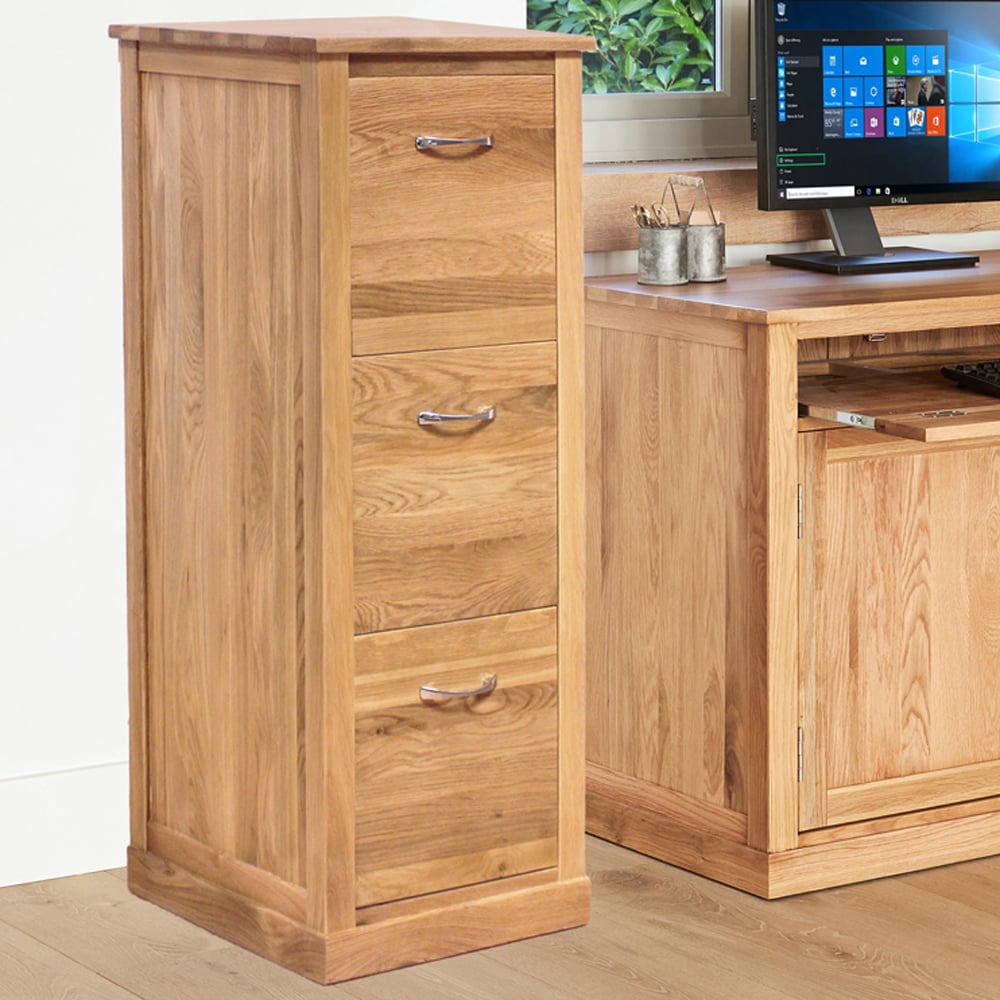 Fornatic Wooden Filing Cabinet With 3 Drawers In Oak
