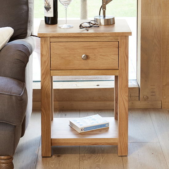 Fornatic Wooden Lamp Table In Mobel Oak With 1 Drawer
