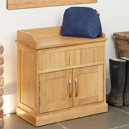 Product photograph of Fornatic Wooden Shoe Storage Bench In Mobel Oak from Furniture in Fashion