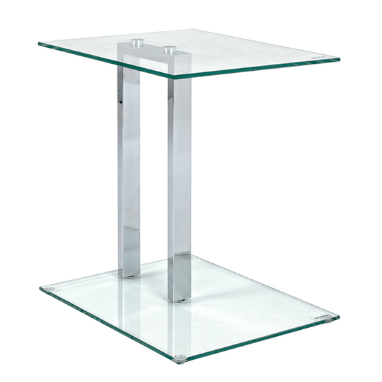 Forney Clear Glass Side Table With Chrome Metal Stand_3