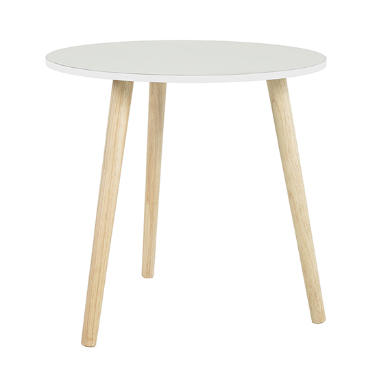 Forney Round Wooden Side Table In White And Natural_2