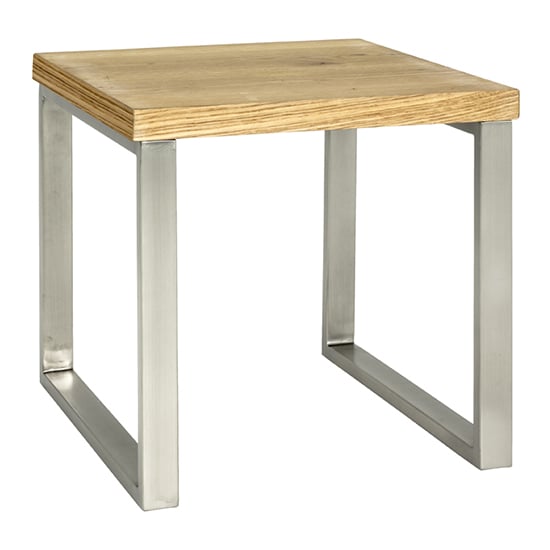 Read more about Forney wooden side table in oak with stainless steel legs