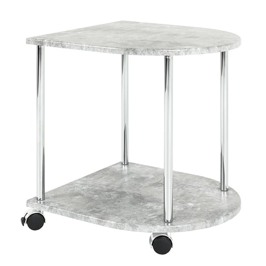 Forney Wooden Side Table On Castors In Concrete Effect