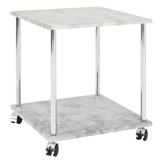 Read more about Forney square wooden side table on castors in concrete effect