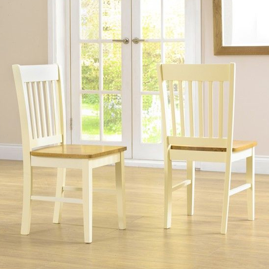 Fornox oak and cream wooden dining chairs in a pair £239.95 go