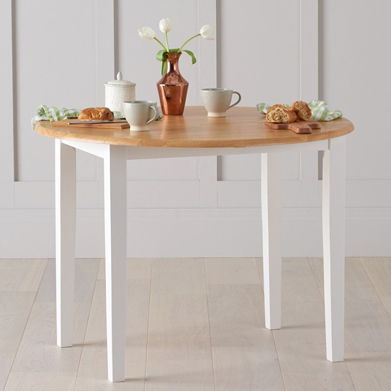 Fornox Oval Extending Wooden Dining Table In Oak And White_2