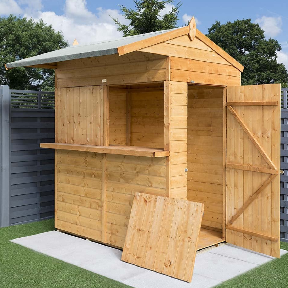 Forris Wooden Garden Bar Shed In Honey Brown