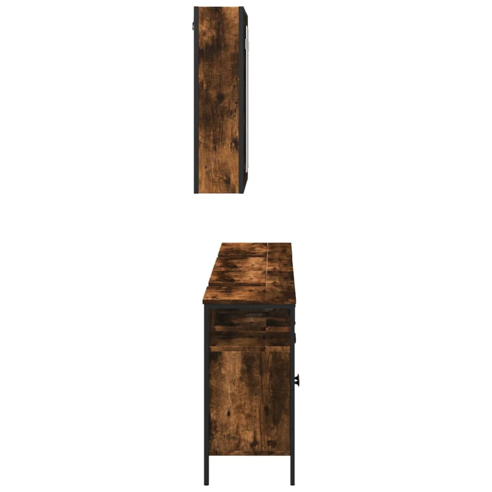 Forsyth Wooden 3 Piece Bathroom Cabinet Set In Smoked Oak
