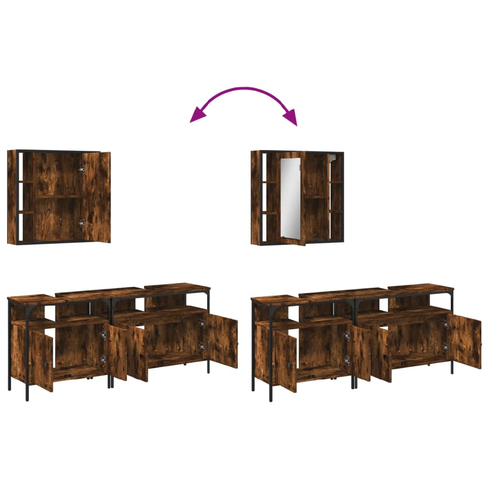 Forsyth Wooden 3 Piece Bathroom Cabinet Set In Smoked Oak