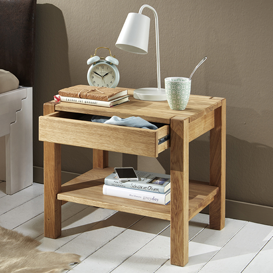 Photo of Fortworth wooden 1 drawer side table in oiled oak