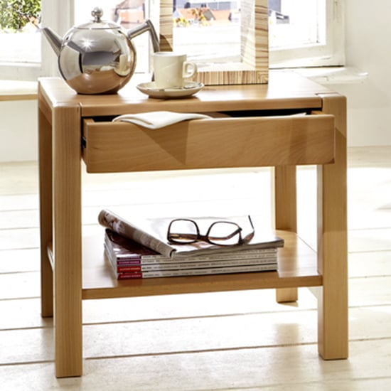 Fortworth Wooden 1 Drawer Side Table In Steamed Beech_1