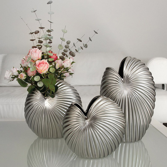 Fountain Ceramic Medium Decorative Vase In Silver_2