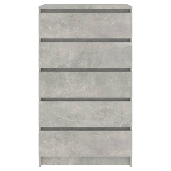 Fowey Wooden Chest Of 5 Drawers In Concrete Grey