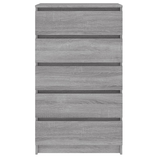 Fowey Wooden Chest Of 5 Drawers In Grey Sonoma