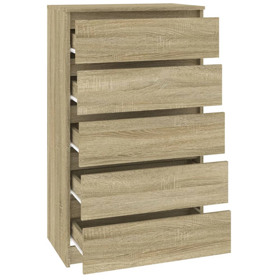 Fowey Wooden Chest Of 5 Drawers In Sonoma Oak
