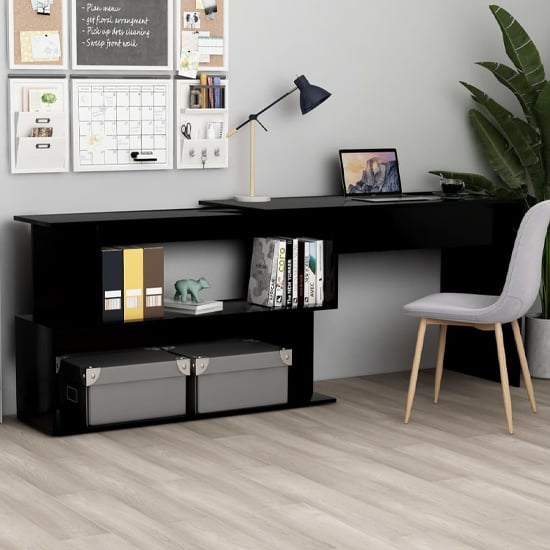 Product photograph of Fowey Wooden Laptop Desk Corner In Black from Furniture in Fashion