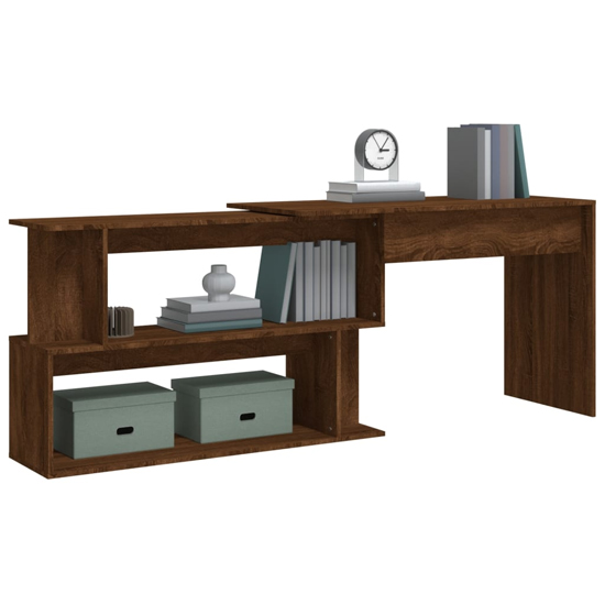 Fowey Wooden Laptop Desk Corner In Brown Oak