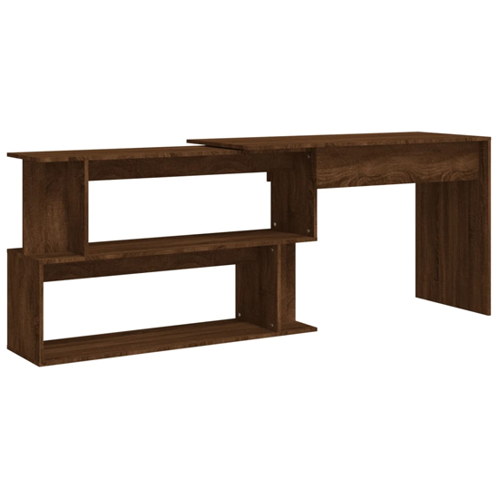 Fowey Wooden Laptop Desk Corner In Brown Oak