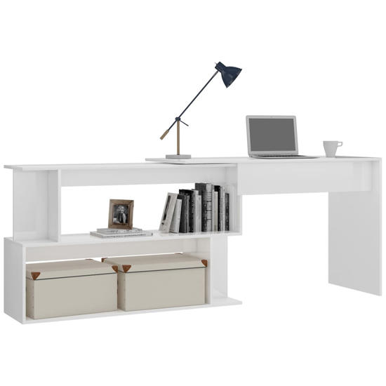 Fowey High Gloss Laptop Corner Desktop In White