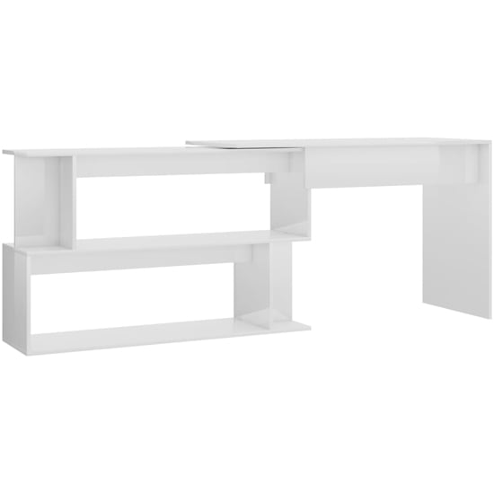 Fowey High Gloss Laptop Corner Desktop In White