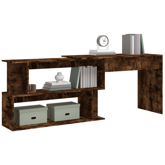 Fowey Wooden Laptop Desk Corner In Smoked Oak