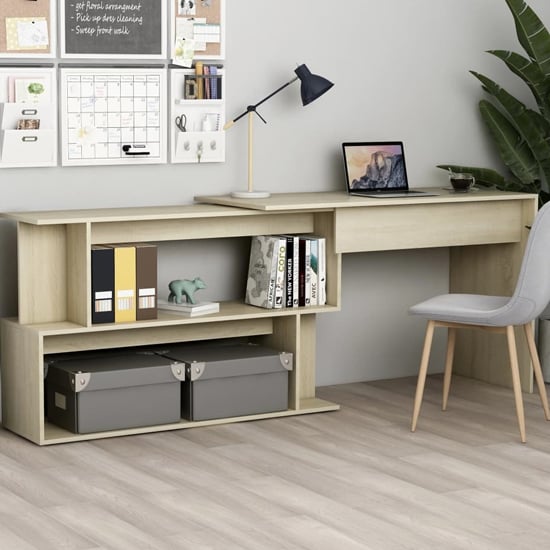 Read more about Fowey wooden laptop desk corner in sonoma oak