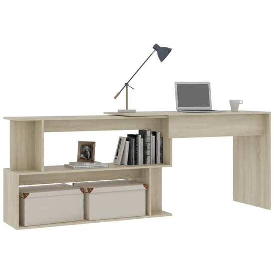 Fowey Wooden Laptop Desk Corner In Sonoma Oak