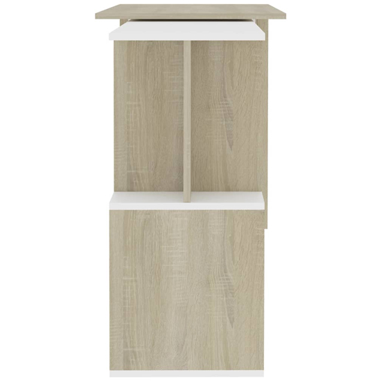 Fowey Wooden Laptop Desk Corner In White And Sonoma Oak