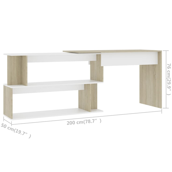Fowey Wooden Laptop Desk Corner In White And Sonoma Oak