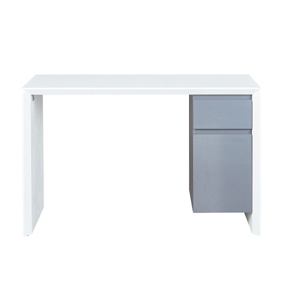 Read more about Foxley computer desk in white high gloss and grey