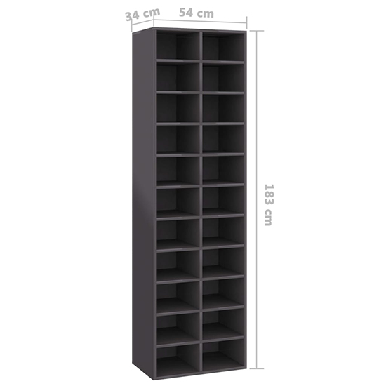 Fraley High Gloss Shoe Storage Cabinet With 22 Shelves In Grey_4