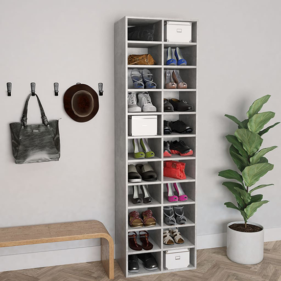 Fraley Shoe Storage Cabinet With 22 Shelves In Concrete Effect