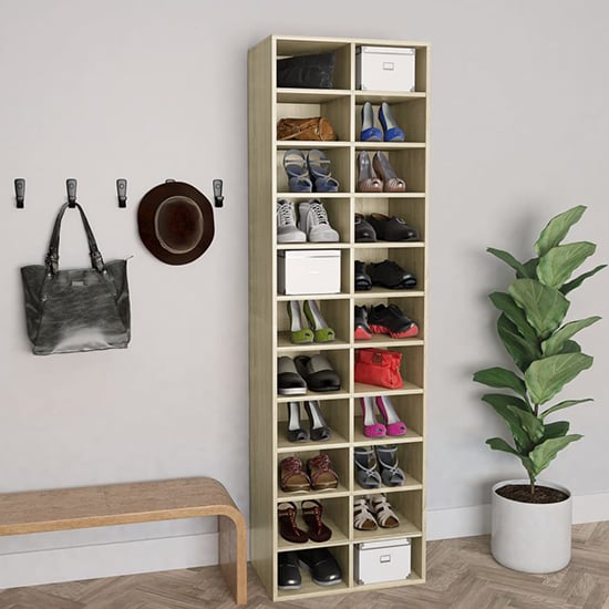 Fraley Shoe Storage Cabinet With 22 Shelves In Sonoma Oak