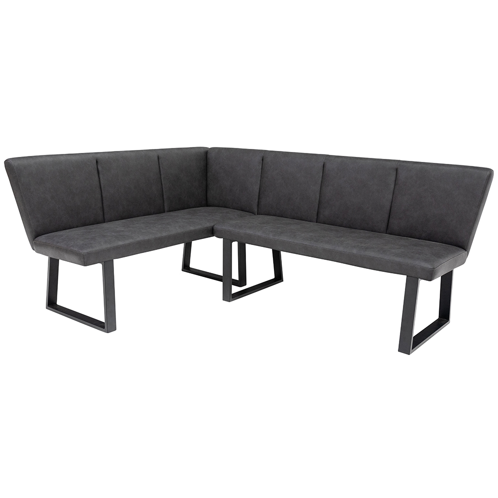Fralin Faux Leather Corner Dining Bench in Charcoal