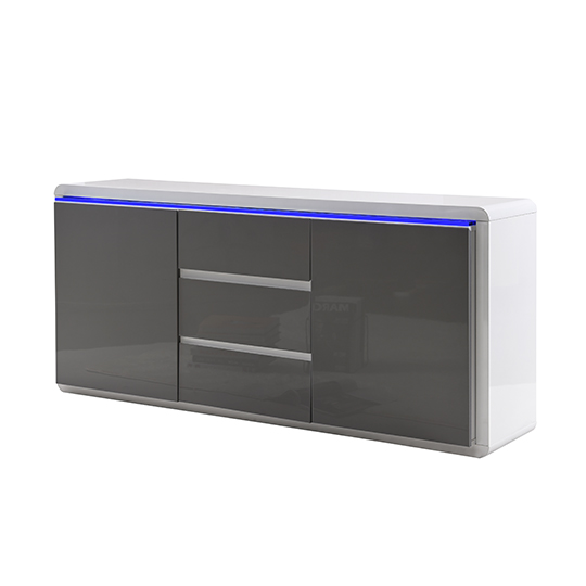 Frame Large High Gloss Sideboard In White And Grey With LED_4
