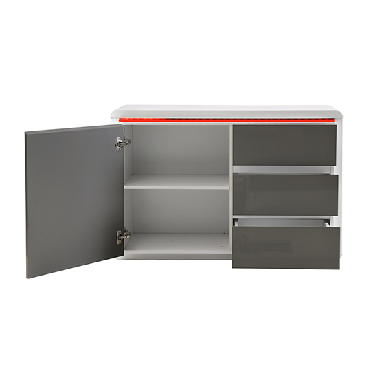 Frame Small High Gloss Sideboard In White And Grey With LED_7