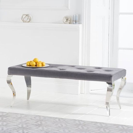 Franco 130cm Velvet Dining Bench With Metal Legs In Grey