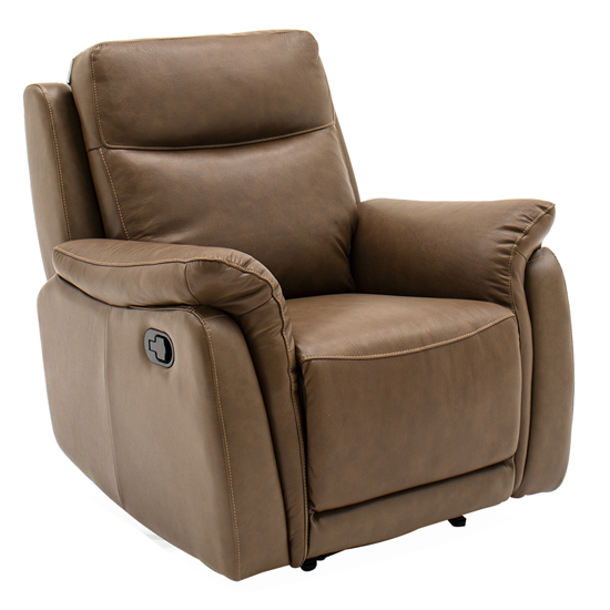 Francesco Leather Recliner 1 Seater Sofa In Tan Brown Furniture in