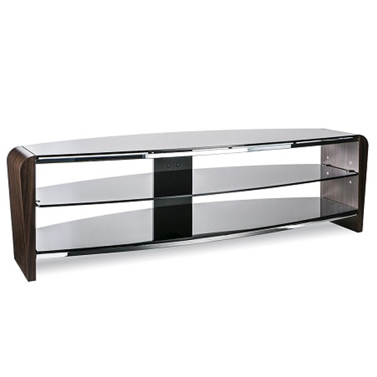 Francian Black Glass TV Stand With Black Wooden Frame