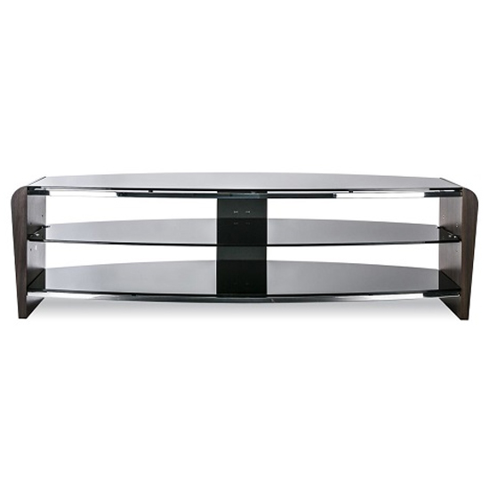 Francian Black Glass TV Stand With Black Wooden Frame