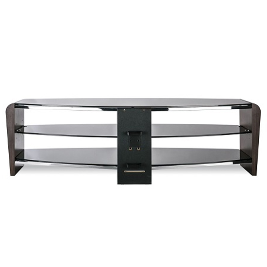 Francian Black Glass TV Stand With Black Wooden Frame