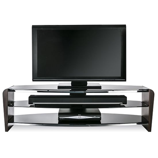 Read more about Francian black glass tv stand with black wooden frame