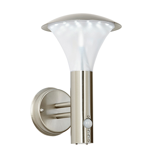 Francis LED PIR Wall Light In Brushed Stainless Steel