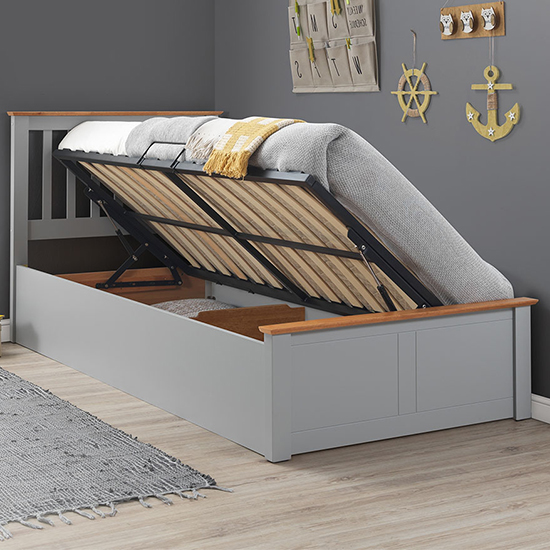Francis Wooden Ottoman Storage Single Bed In Grey_2